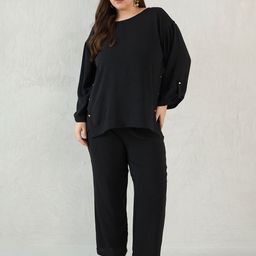 FEMMELLA Plus Size Button Detail Top With Trousers-image-23