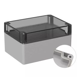 RS PRO Grey Polycarbonate General Purpose Enclosure, IP66, IK07, Clear Lid, 120 x 160 x90 mm Model No 2010158-9