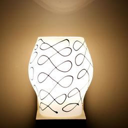 KINIS Beige & White Printed Wooden Frustum Shaped Wall Lamp With Bulb-2