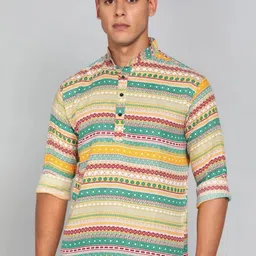 ISUEL FAB Multicoloured Stripes Casual Shirt-image-8