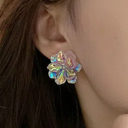 AKISON JEWELS Women Resin Floral Stud Statement earrings-image-100