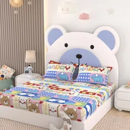 Pure Decor Kids Blue & Pink Printed 230 TC Microfiber Queen Bedsheet Set 2.28 m x 2.54 m-picture-13