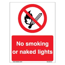 SUNSIGNS  No Smoking or naked lights Signage Size 600x200 mm HP Print + Vinyl, SS0222-image-86