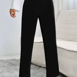 BAESD Women Relaxed Straight Leg High-Rise Trousers-picture-0