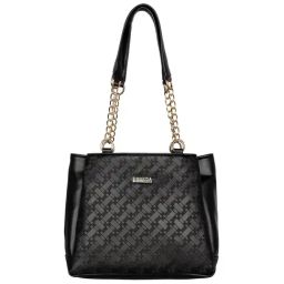 Esbeda Black Textured Medium Shoulder Handbag-image-103