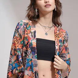 ESPYR By Tokyo Talkies Printed Front Open Shrug-32