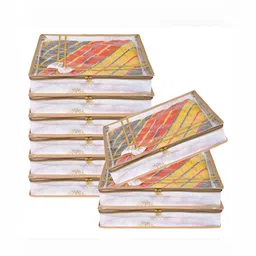 Aura White & Gold-Toned 9 Pieces Gola Printed Reusable Drawer Organisers-6