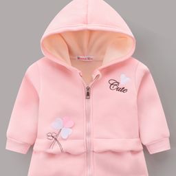 Kookie Kids Full Sleeves Hoodie With Floral Patch - Pink-image-89