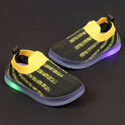 Priaansha Kids Striped & Mesh Designed Detailed LED Slip On Unisex Shoes - Yellow-image-50