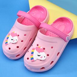 Babyoye Back Strap Closure Clogs with Unicorn Patch - Pink-image-24
