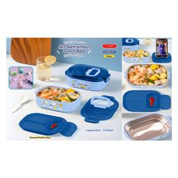 YAMAMA Insulated Lunch Box An Astronaut Lunch Box Stainless Steel Lunch Box Space Theme Modern Design Easy To Carry Portable Lunch Box 700 ml With Spoon And 10 Color Ball Pen  (Pack of 1  Blue)-6