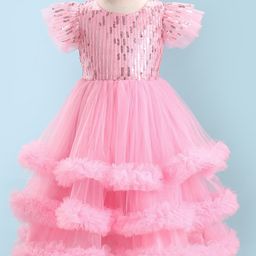 Mark & Mia Half Sleeves Party Frock With Sequin Detailing - Pink-image-56
