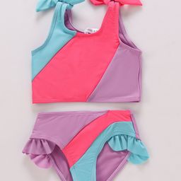 Mark & Mia Sleeveless Cut & Sew Designed Two Piece Swimsuit with Bow Detailing - Pink-image-50