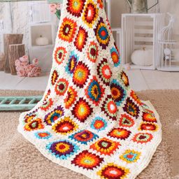 Woonie Handmade Granny Square Crib Blanket - Cream-picture-37