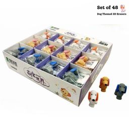 QIPS Dog 3D Erasers for Kids - Set of 48 (Assorted colors)-image-95