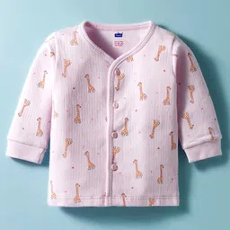 Simply Interlock Knit Full Sleeves Jhabla with Animal Print - Light Pink-picture-40