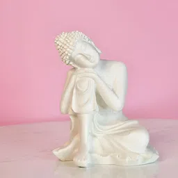 SOWPEACE White Resin Serene Thoughts Budha Idol Showpiece-image-84
