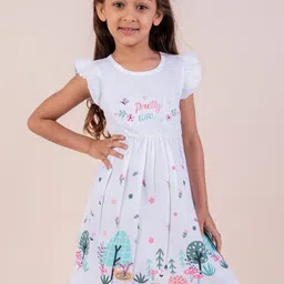 SNUGGLY MONKEY Floral Embroidered Flutter Sleeve Fit & Flare Dress-20
