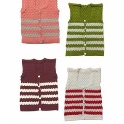 Cute Collection Kids Pack Of 4 Striped Woollen Sweater Vest-image-71