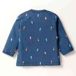 Pink Rabbit Sinker Knit Full Sleeves Front Open Vests with Ice Cream & Bunny Print Pack of 2 - Navy Blue & Peach image 5