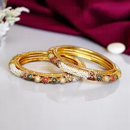 AccessHer Set Of 2 Gold-Plated Beaded Bangles image 4