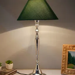 Homesake Silver Imperial Nickel Brushed Lamp with Green Shade (Bulb Included) - Set of 1-33