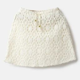 United Colors of Benetton Girls Off White Pure Cotton Lace Skirt-image-1