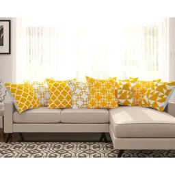 SEJ by Nisha Gupta Yellow & White Cushion Covers - Set of 8-picture-2