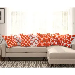 SEJ by Nisha Gupta Orange & White Cushion Covers - Set of 8-35