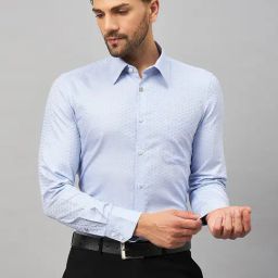 Louis Stitch Blue Cotton Regular Fit Texture Shirt-image-45