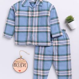 Clt.s Kids Pure Cotton Checked Shirt & Pyjamas Night suit-picture-44