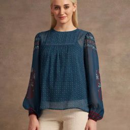 U.S. Polo Assn. Blue & Maroon Printed Top-picture-41