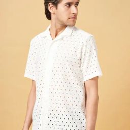 YU by Pantaloons White Regular Fit Self Pattern Shirt-image-36