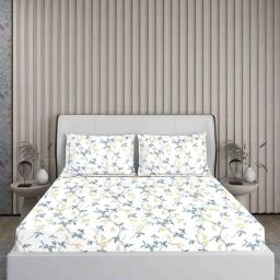 Boutique Living Magnifique  Floral Blue 200 TC Cotton King Bed Sheet with 2 Pillow Covers-image-62