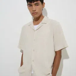 ETA by Westside Beige Relaxed-Fit Cotton-Blend Shirt-image-79