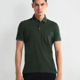 Arrow Green Regular fit Self Polo T-Shirt-image-26