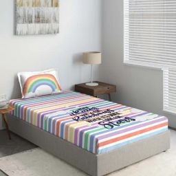 DDECOR - Rainbow 100% Cotton Single Bedsheet with 1 Pillow Covers, Purple-image-8