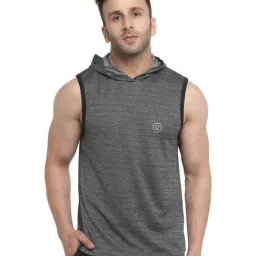Chkokko Dark Grey Regular Fit Hooded T-Shirt-picture-9