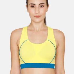 Zelocity by Zivame Yellow Non Wired Padding Sports Bra-image-2