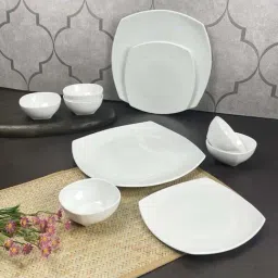 Clay Craft 'Fine' White Ceramic 18 Piece Dinner Set-image-38