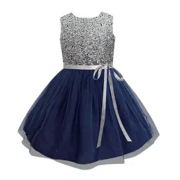 A.T.U.N. Silver & Navy Embellished Dress-image-82