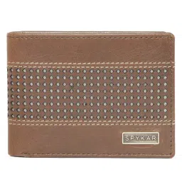 Spykar Brown Perforated Leather Bi-Fold Wallet for Men-27