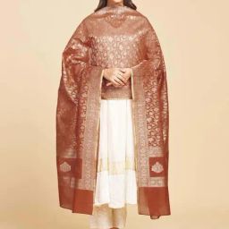 Fabindia Brown Cotton Woven Pattern Dupatta-image-10