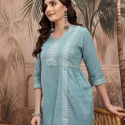 Sangria Women Printed Pure Cotton Kurta with Palazzos-image-48