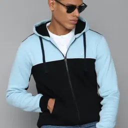 Allen Solly Black Cotton Regular Fit Colour Block Hooded Sweatshirt-image-38