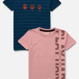 HELLCAT Blue & Pink Printed T-Shirt (Pack Of 2)-image-94