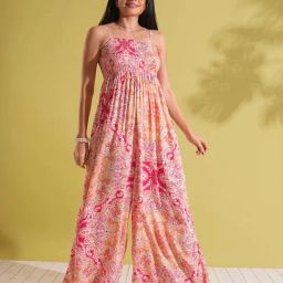 Globus Pink Floral Printed Jumpsuit-21