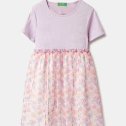 United Colors of Benetton Girls Purple Cotton Printed Dresses-image-38
