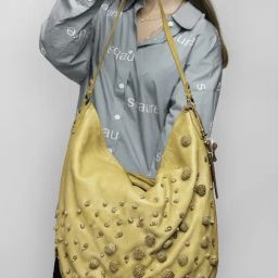 Art N Vintage Garofano Mustard Yellow Leather Textured Medium Hobo Handbag-picture-44