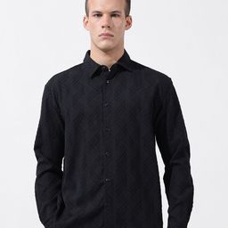 The Indian Garage Co Relaxed Fit Geometric Textured Casual Shirt-image-86
